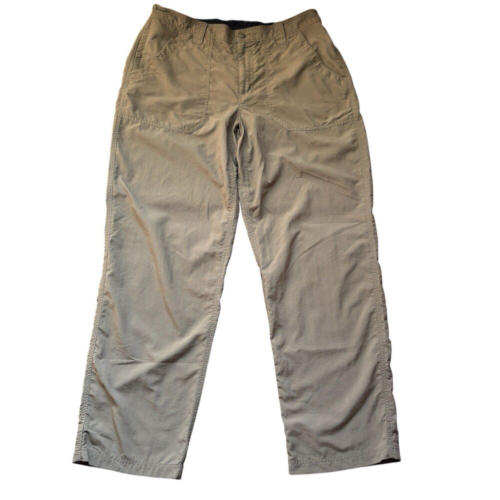 L.L.Bean Nylon Hiking Cargo Pants Men's L Khaki Elastic Waist Trekking Trail